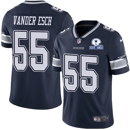 Cowboys #55 Leighton Vander Esch Navy Blue Team Color Men's Stitched With Established In 1960 Patch Vapor Untouchable Limited Jersey