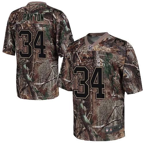 Bears #34 Walter Payton Camo Men's Stitched Realtree Elite Jersey