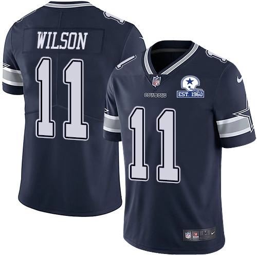 Dallas Cowboys #11 Cedrick Wilson Navy Blue Team Color Men's Stitched With Established In 1960 Patch Vapor Untouchable Limited Jersey Men's
