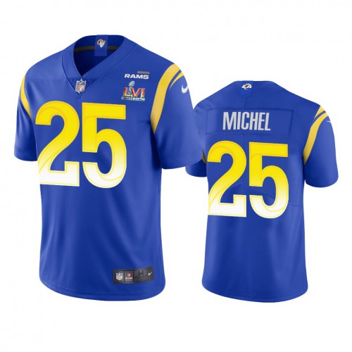 Los Angeles Los Angeles Rams #25 Sony Michel Men's Super Bowl LVI Patch Vapor Limited Jersey - Royal Men's