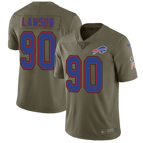 Buffalo Bills #90 Shaq Lawson Olive Men's Stitched Limited 2017 Salute To Service Jersey Men's