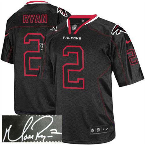 Atlanta Falcons #2 Matt Ryan Lights Out Black Men's Stitched Elite Autographed Jersey Men's