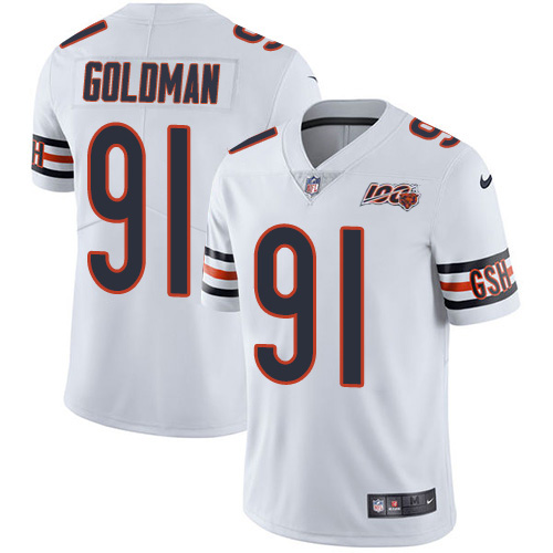 Chicago Bears #91 Eddie Goldman White Men's 100th Season Stitched Vapor Untouchable Limited Jersey Men's