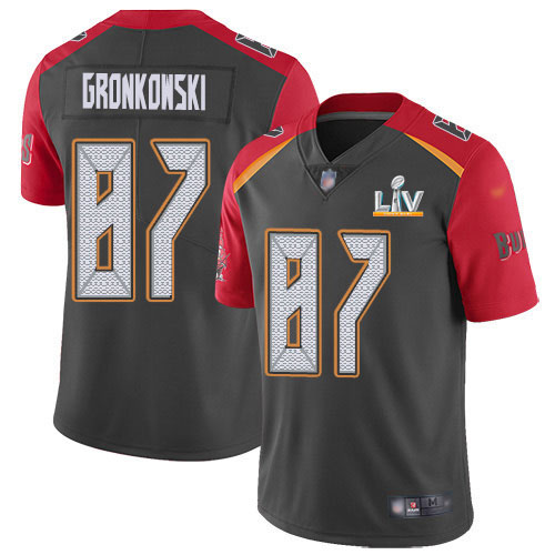 Buccaneers #87 Rob Gronkowski Gray Youth Super Bowl LV Bound Stitched Limited Inverted Legend Jersey
