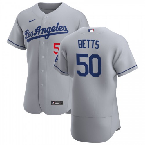 Los Angeles Los Angeles Dodgers #50 Mookie Betts Men's Gray Road 2020 Authentic Team Jersey Men's