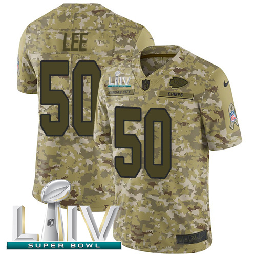 Kansas City Chiefs #50 Darron Lee Camo Super Bowl LIV 2020 Men's Stitched Limited 2018 Salute To Service Jersey Men's