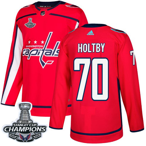 Adidas Washington Capitals #70 Braden Holtby Red Home Authentic Stanley Cup Final Champions Stitched Jersey Men's