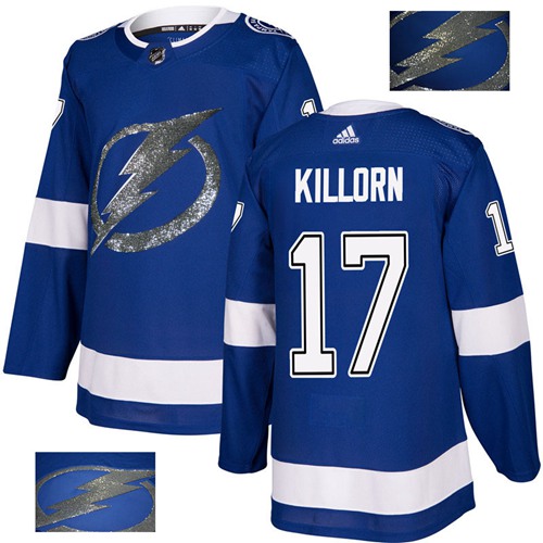 Adidas Tampa Bay Lightning #17 Alex Killorn Blue Home Authentic Fashion Gold Stitched Jersey Men's