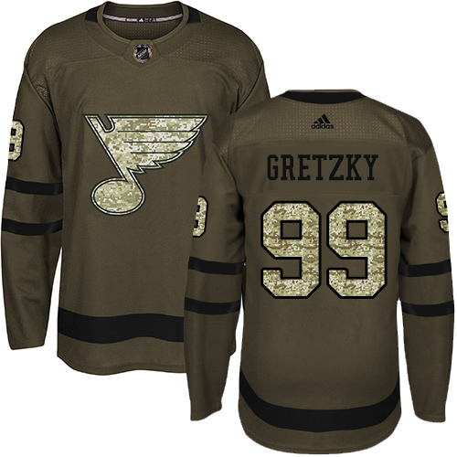Adidas St. Louis Blues #99 Wayne Gretzky Green Salute to Service Stitched Jersey Men's