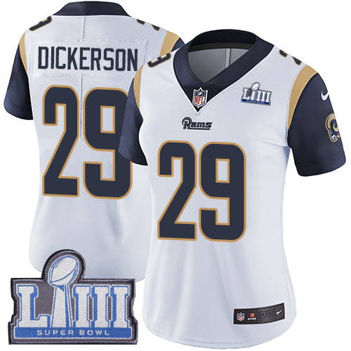 Rams #29 Eric Dickerson White Super Bowl LIII Bound Women's Stitched Vapor Untouchable Limited Jersey