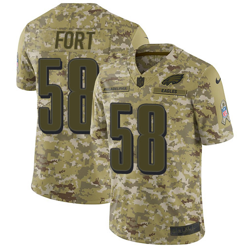 Philadelphia Eagles #58 LJ Fort Camo Men's Stitched Limited 2018 Salute To Service Jersey Men's