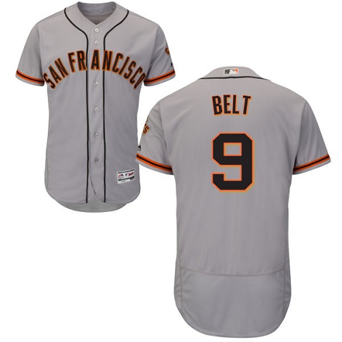 San Francisco Giants #9 Brandon Belt Grey Flexbase Authentic Collection Road Stitched Jersey Men's