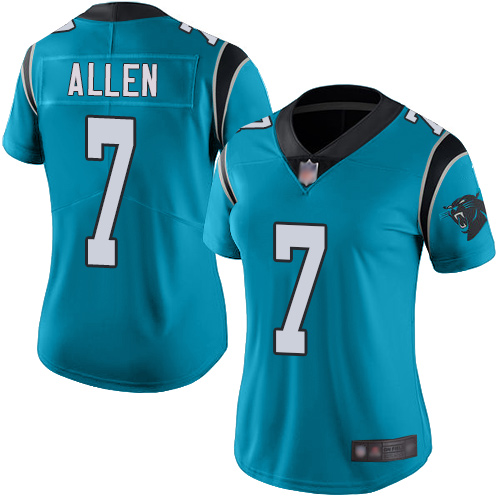 Carolina Panthers #7 Kyle Allen Blue Alternate Women's Stitched Vapor Untouchable Limited Jersey Womens