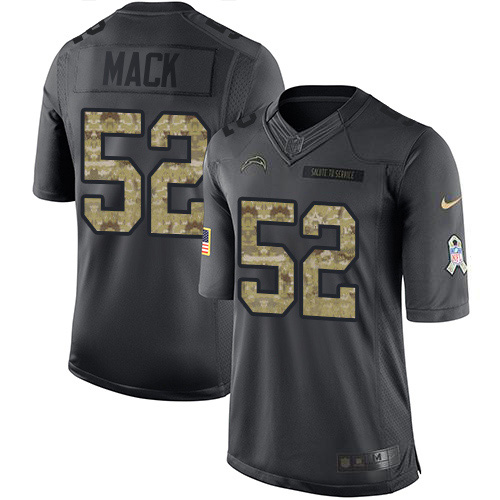 Chargers #52 Khalil Mack Black Men's Stitched Limited 2016 Salute To Service Jersey