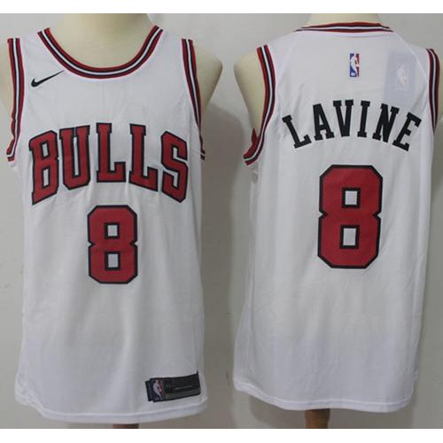 Chicago Bulls #8 Zach LaVine White Swingman Association Edition Jersey Mens