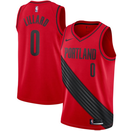 Portland Trail Blazers #0 Damian Lillard Red Statement Edition Swingman Jersey Mens