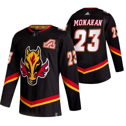 Calgary Calgary Flames #23 Sean Monahan Black Men's Adidas 2020-21 Reverse Retro Alternate Jersey Men's