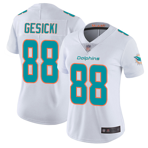 Dolphins #88 Mike Gesicki White Women's Stitched Vapor Untouchable Limited Jersey