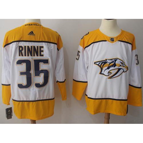 Adidas Nashville Predators #35 Pekka Rinne White Road Authentic Stitched Jersey Men's