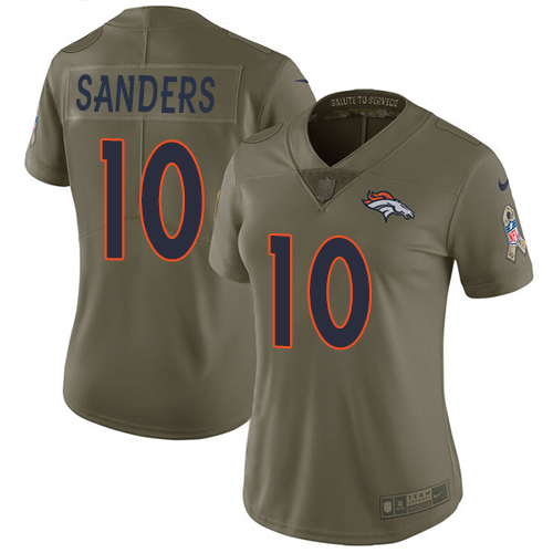 Denver Broncos #10 Emmanuel Sanders Olive Women's Stitched Limited 2017 Salute to Service Jersey Womens