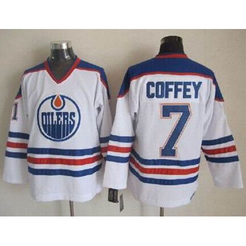 Edmonton Oilers #7 Paul Coffey White CCM Throwback Stitched Jersey Men's