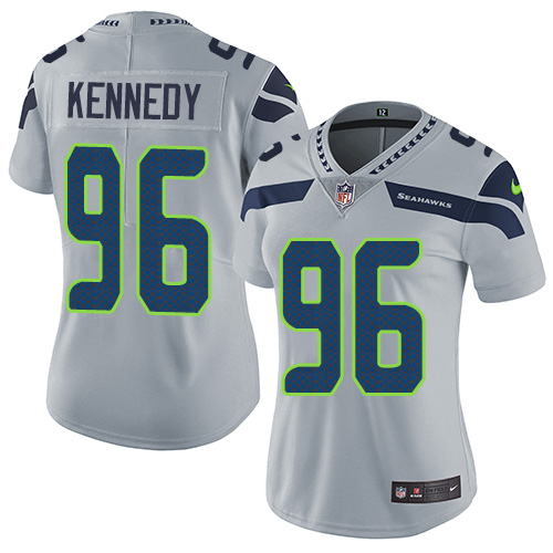 Seattle Seahawks #96 Cortez Kennedy Grey Alternate Women's Stitched Vapor Untouchable Limited Jersey Womens