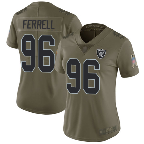 Las Vegas Raiders #96 Clelin Ferrell Olive Women's Stitched Limited 2017 Salute to Service Jersey Womens