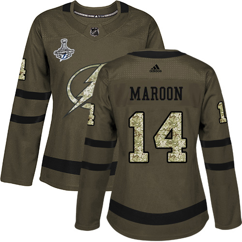 Adidas Tampa Bay Lightning #14 Pat Maroon Green Salute to Service Women's 2020 Stanley Cup Champions Stitched Jersey Womens