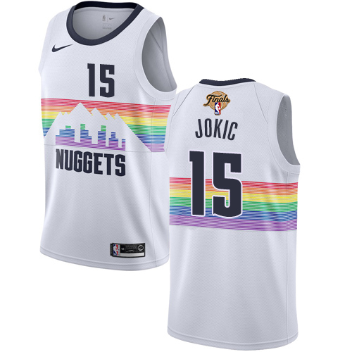 Denver Nuggets #15 Nikola Jokic White Swingman City Edition 2023 Finals Patch Jersey