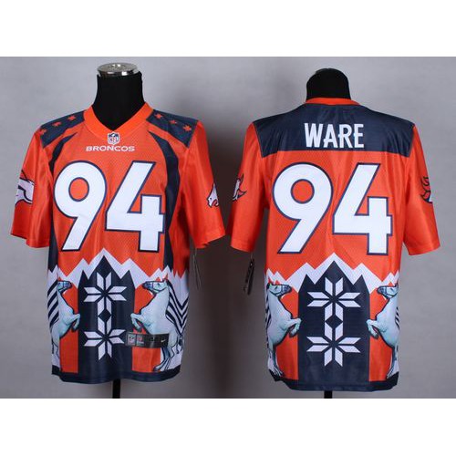 Denver Broncos #94 DeMarcus Ware Orange Men's Stitched Elite Noble Fashion Jersey Men's
