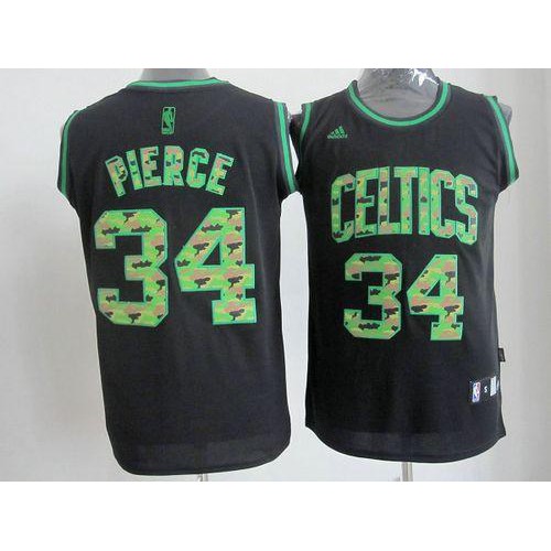 Boston Celtics #34 Paul Pierce Black Camo Fashion Stitched Jersey Mens