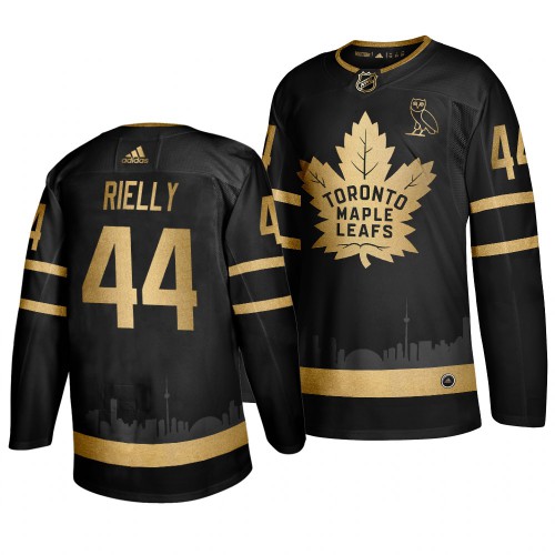 Adidas Maple Toronto Maple Leafs #44 Morgan Rielly Men's 2019 Black Golden Edition OVO Branded Stitched Jersey Men's
