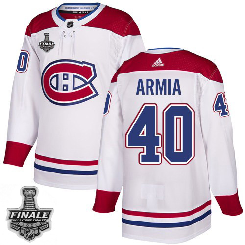 Adidas Montreal Canadiens #40 Joel Armia White Road Authentic Youth 2021 Stanley Cup Final Patch Jersey Youth