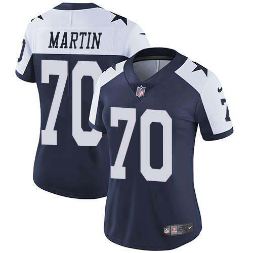 Dallas Cowboys #70 Zack Martin Navy Blue Thanksgiving Women's Stitched Vapor Untouchable Limited Throwback Jersey Womens