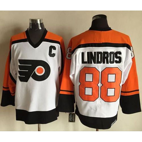 Philadelphia Flyers #88 Eric Lindros White/Black CCM Throwback Stitched Jersey Men's