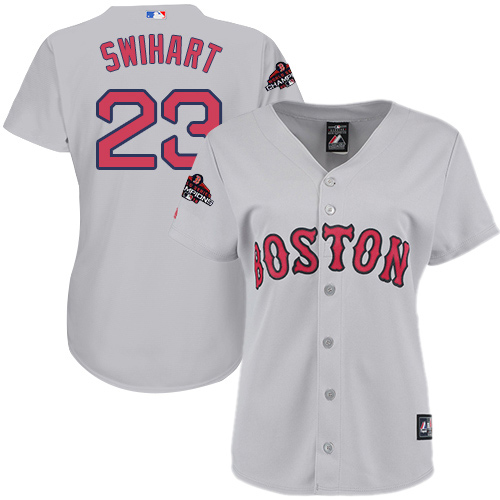 Boston Red Sox #23 Blake Swihart Grey Road 2018 World Series Champions Women's Stitched Jersey Womens