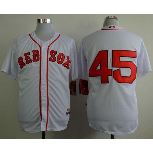 Boston Red Sox #45 Pedro Martinez White Cool Base Stitched Jersey Men's