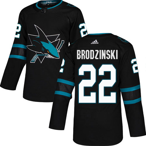 Adidas San Jose Sharks #22 Jonny Brodzinski Black Alternate Authentic Stitched Youth Jersey Youth