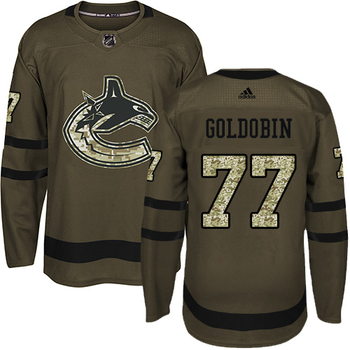 Adidas Vancouver Canucks #77 Nikolay Goldobin Green Salute to Service Youth Stitched Jersey Youth
