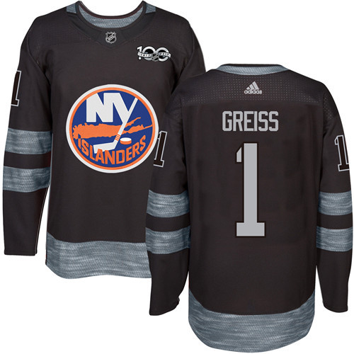 Adidas New York Islanders #1 Thomas Greiss Black 1917-2017 100th Anniversary Stitched Jersey Men's