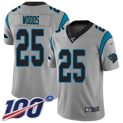 Panthers #25 Xavier Woods Silver Youth Stitched Limited Inverted Legend 100th Season Jersey