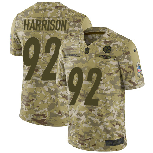 Pittsburgh Steelers #92 James Harrison Camo Youth Stitched Limited 2018 Salute to Service Jersey Youth