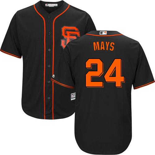 San Francisco Giants #24 Willie Mays Black Alternate Cool Base Stitched Youth Jersey Youth