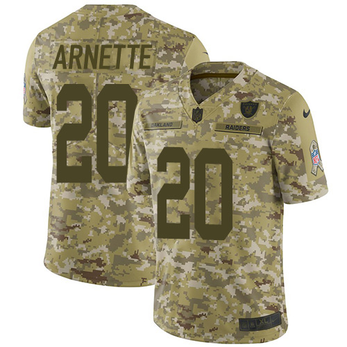 Las Vegas Raiders #20 Damon Arnette Camo Youth Stitched Limited 2018 Salute To Service Jersey Youth