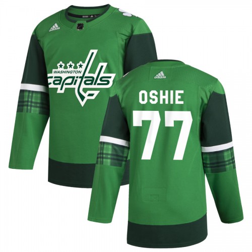 Washington Washington Capitals #77 T.J. Oshie Men's Adidas 2020 St. Patrick's Day Stitched Jersey Green Men's