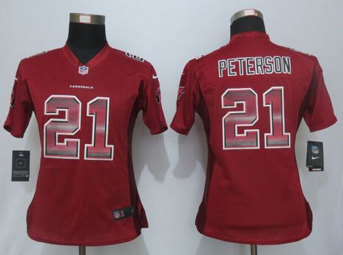 Cardinals #21 Patrick Peterson Red Team Color Women's Stitched Elite Strobe Jersey