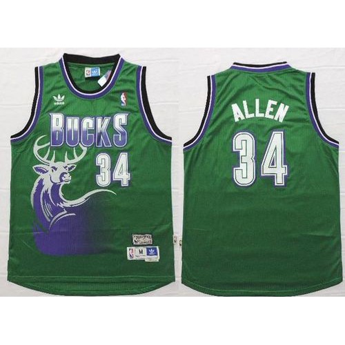 Milwaukee Bucks #34 Ray Allen Green Throwback New Stitched Jersey Mens