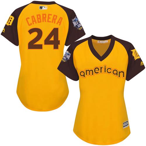 Detroit Tigers #24 Miguel Cabrera Gold 2016 All-Star American League Women's Stitched Jersey Womens