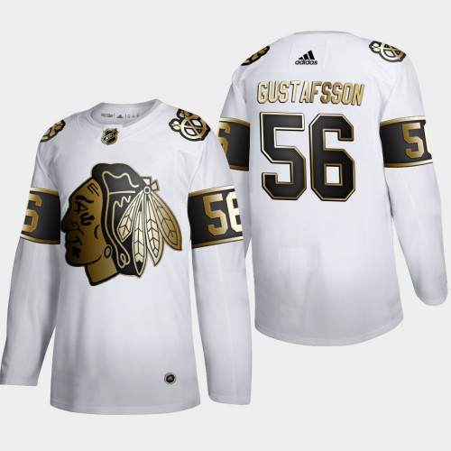Chicago Chicago Blackhawks #56 Erik Gustafsson Men's Adidas White Golden Edition Limited Stitched Jersey Men's