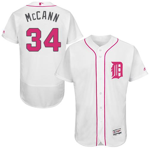 Detroit Tigers #34 James McCann White Flexbase Authentic Collection Mother's Day Stitched Jersey Men's